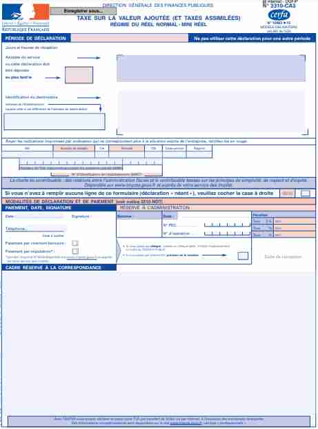 3310 Déclaration TVA RN CA3