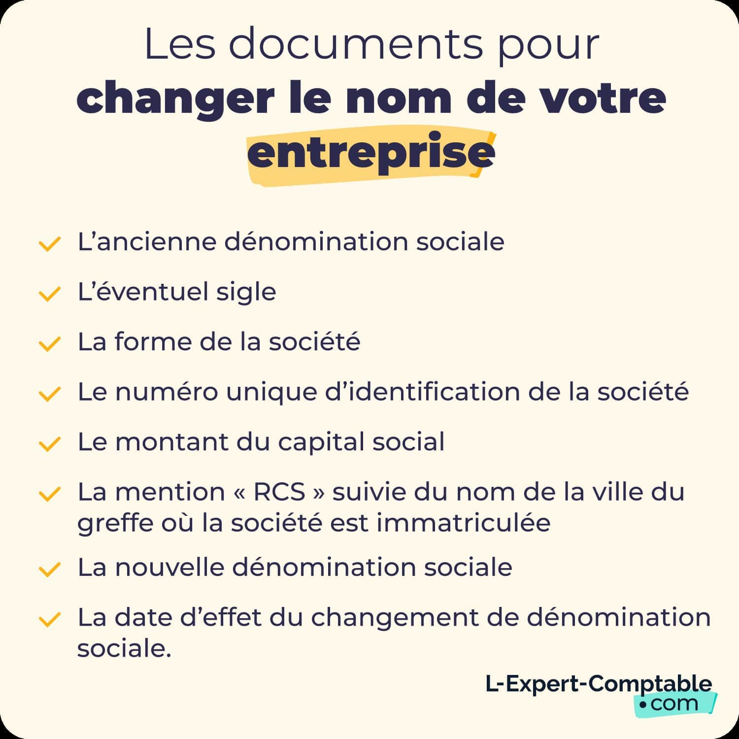 Les documents pour changer le nom de votre entreprise