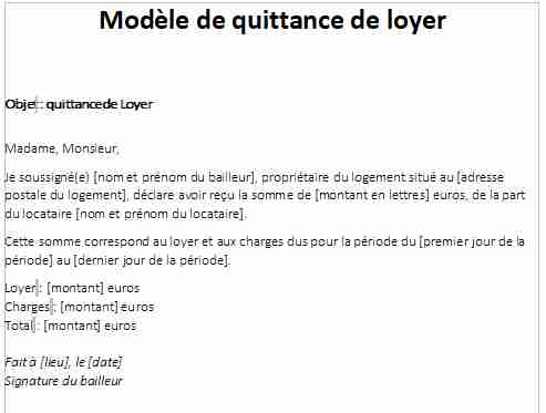 Modèle de quittance de loyer